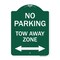 Signmission No Parking Tow Away Zone W/ Bidirectional Arrow, Green & White Alum Sign, 18" x 24", GW-1824-23611 A-DES-GW-1824-23611 - alternate 1
